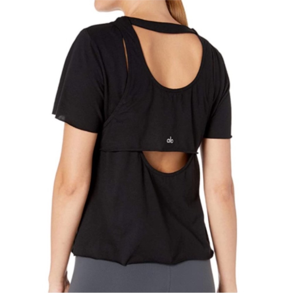 Alo Yoga Black Cutout Top T-shirt size S